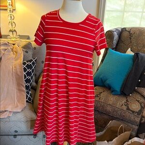 Red and White Striped Dress.  Has pockets